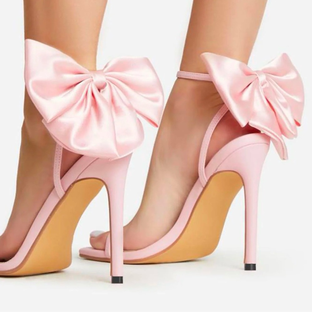 HER-STREET pink bow heels